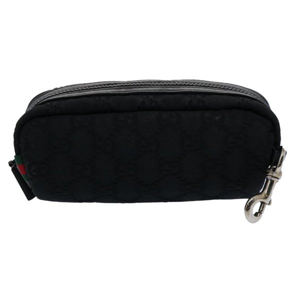GUCCI GG Canvas Web Sherry Line Pouch Black Red Green 245800 Auth - Picture 1 of 14